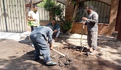 إصلاح كسر ماسورة مياه امام عقار بشارع الجيزة