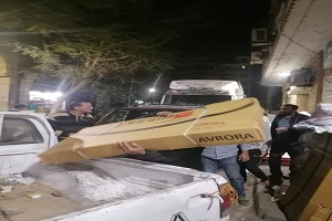 رفع إشغالات مكاتب الشحن بشارع قرة علي