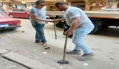 رفع الحواجز الحديدية بشارع مجدى يوسف