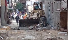 تجريد متفرعات شارع العبور للتجهيز لاعمال بلاط الانترلوك