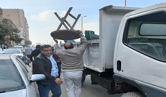 حملة لرفع اشغالات مقهى مخالف بشارع مسطرد القديم