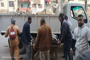 حملة لرفع الاشغالات بميدان المطرية وشارع الحرية