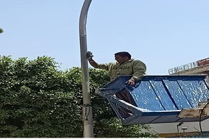 دهان أعمدة الإنارة بالحي