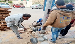 تغيير كابل التغذية وإنارة الأعمدة حول المسجد بمدينة الزهراء