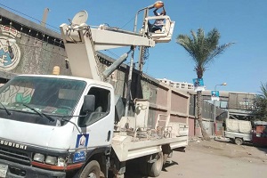 صيانة اعمدة الانارة بشارع المرج الغربى أمام السنترال