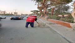 رفع مخلفات تقليم الاشجار بشارع كورنيش النيل 