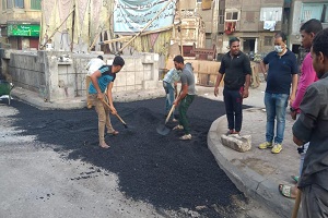 ترميمات الاسفلت بشارع الجيش