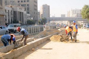 أعمال تطوير لشارع جسر السويس بمنطقة القبة حتى الألف مسكن