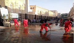 متابعة أعمال النظافة بالمشهد الحسيني
