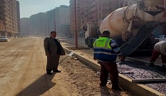 استمرار المتابعة اليومية لاعمال الصبة الخرسانية للجزيرة الوسطى