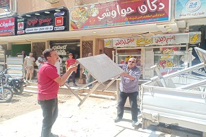إغلاق البدرومات المخالفة وإزالة الاشغالات بشارع جمال عبد الناصر