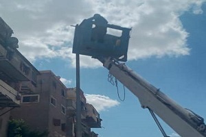 تركيب كشافات ليد وصيانة اعمدة الانارة بشارع طابا