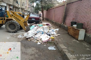 حملة لرفع المخلفات الصلبة بشارع الشهيد مصطفي حافظ
