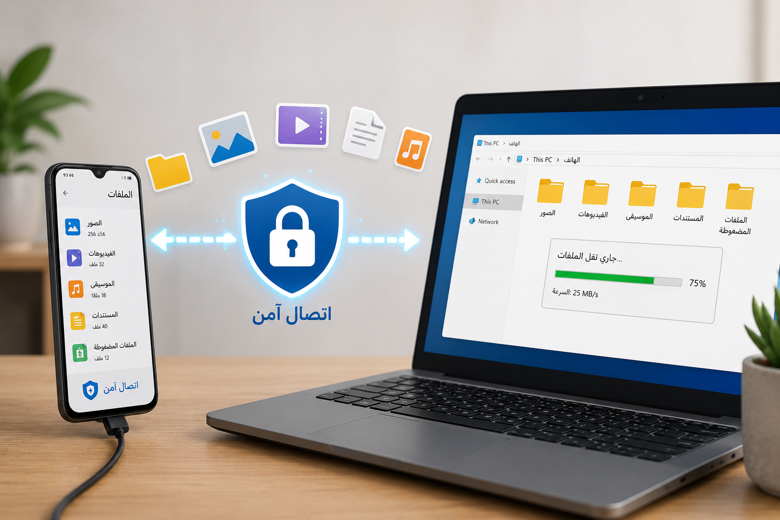 نقل الملفات بأمان بين الهاتف والكمبيوتر