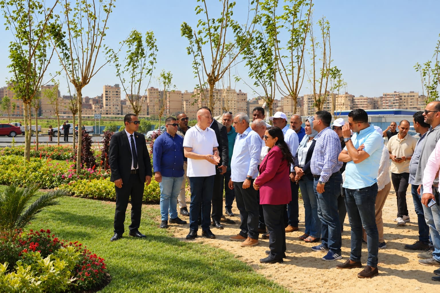 The Governor of Cairo inspects tree-planting operations in the Sayyida Nafisa and East Nasr City areas.