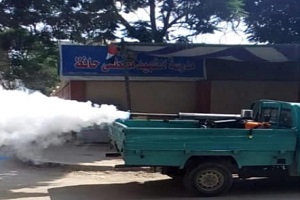 أعمال رش ضد البعوض امام لجان الثانوية العامة بحي عين شمس
