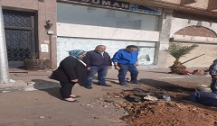 إصلاح كسر بماسورة مياه بشارع عبد القادر الچيلانى 