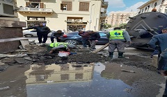 اصلاح كسر ماسورة مياه بشارع قصر النيل