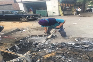 إنشاء بالوعات أمطار بشارع الجيش