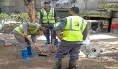 إصلاح كسر ماسورة مياه بمساكن صف الضباط بالحي السادس