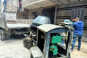 ضبط ومصادرة خلاطة خرسانية لبناء مخالف بحي المطرية