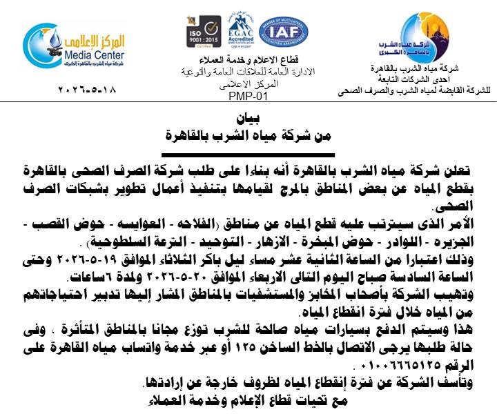 قطع مياه الشرب عن 9 مناطق بالمرج  ولمدة 6 ساعات