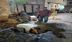 إصلاح كسر ماسورة مياه بشارع حبيب المصري 