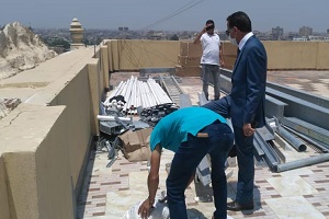 ايقاف اعمال تركيب برج محمول لإحدي شركات الاتصالات بحي النزهة